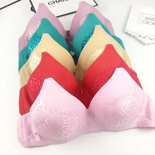 Women's Solid Color Bra Comfortable Non-Steel Ring Bra Non-Magnetic Non-Steel Ring Middle-aged Breathable Underwear