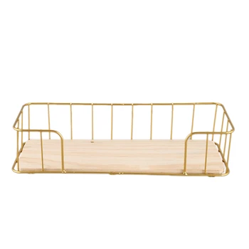 

Wooden Iron Wall Shelf Wall Mounted Storage Rack Organizer for Bedroom Kitchen Home Decor Kid Room Wall Decoration Holder-Gold-A
