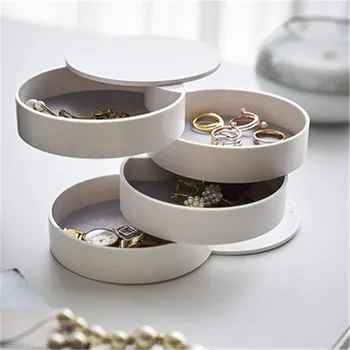

Nordic ins wind rotating jewelry storage box desktop multilayer flannel dustproof jewelry box jewelry necklace jewelry box