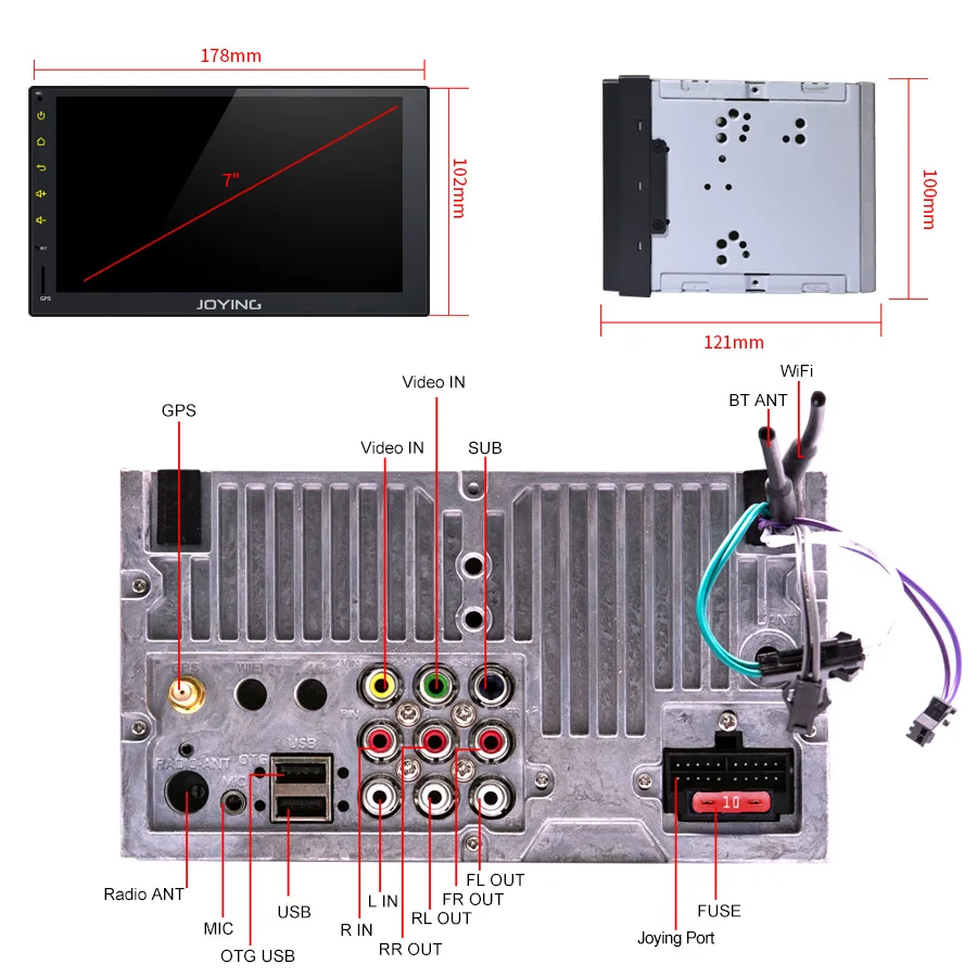 Top JOYING 2 din stereo 7 inch Android 8.1 car radio 2GB RAM 32GB ROM built in DSP TDA7851 support mirror link&Rear/front camera BT 5