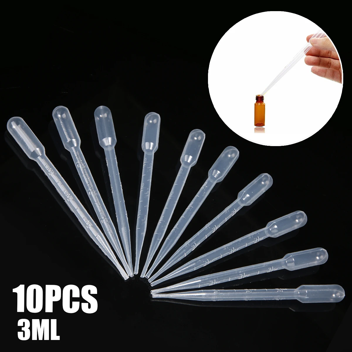 

10pcs 3ml Plastic Disposable Transparent Pipettes Set Graduated Dropper Transfer Pipettes Lab Supplies Makeup Tools