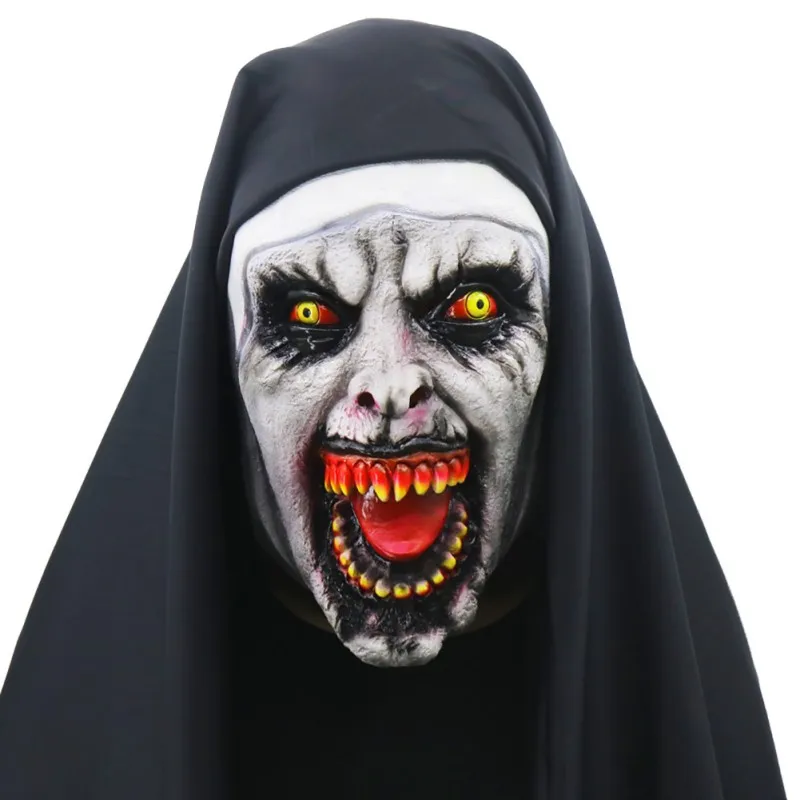 

The Nun Horror Mask Cosplay Valak Scary Latex Masks With Headscarf Full Face Helmet Halloween Party Props*
