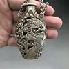 OLD CHINESE TIBETAN SILVER SNUFF BOTTLE HANDMADE HOLLOW EAGLE Parrot sachet 6