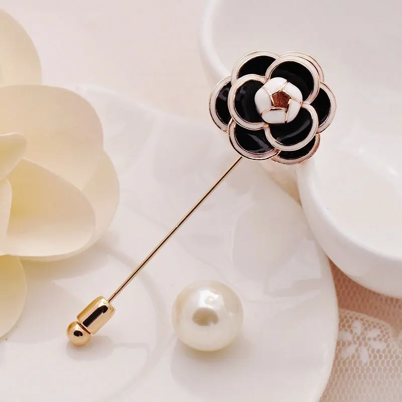 Camellia Brooch Pins for Woman Girl Fabric Rhinestone Flower Badges Fashion  Jewelry Accessories Korean Handmade Wholesale - AliExpress