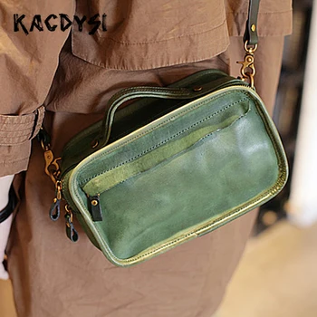 

Head Layer of Leather Literary Luxury Girl Handbags High Quality Small Vintage Trend Ladies Tote Purse Casual Cross Shoulder Bag