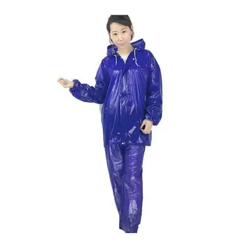 

Overall Ladies Hooded Rain Coat With Pants Outdoor Poncho Rain Coat Hiking Raincoat Motorcycle Rainwear Nylon Rain Poncho L