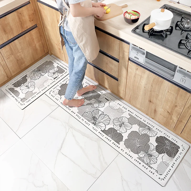 Long Kitchen Mat PU Leather Floor Mats Waterproof Oil Proof Non-slip PVC  Carpet Home Balcony Corridor Decor Entrance Doormat - AliExpress