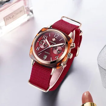 

Women Luxury Watch WWOOR Romantic Appointment Wristwatch Nylon Band Ladies Date Clock Dress Gift Box Quarzt Watches montre femme