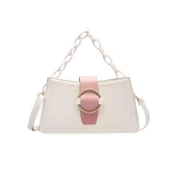 

Solid Color PU Leather Women Girls Handbag Simple Buckle Underarm Fashion Simple Shoulder Bags Large Capacity Totes Crossbody