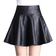 Повседневная Женская осенне-зимняя юбка из искусственной кожи, новинка, широкая юбка, брюки с высокой талией, юбки для женщин размера плюс