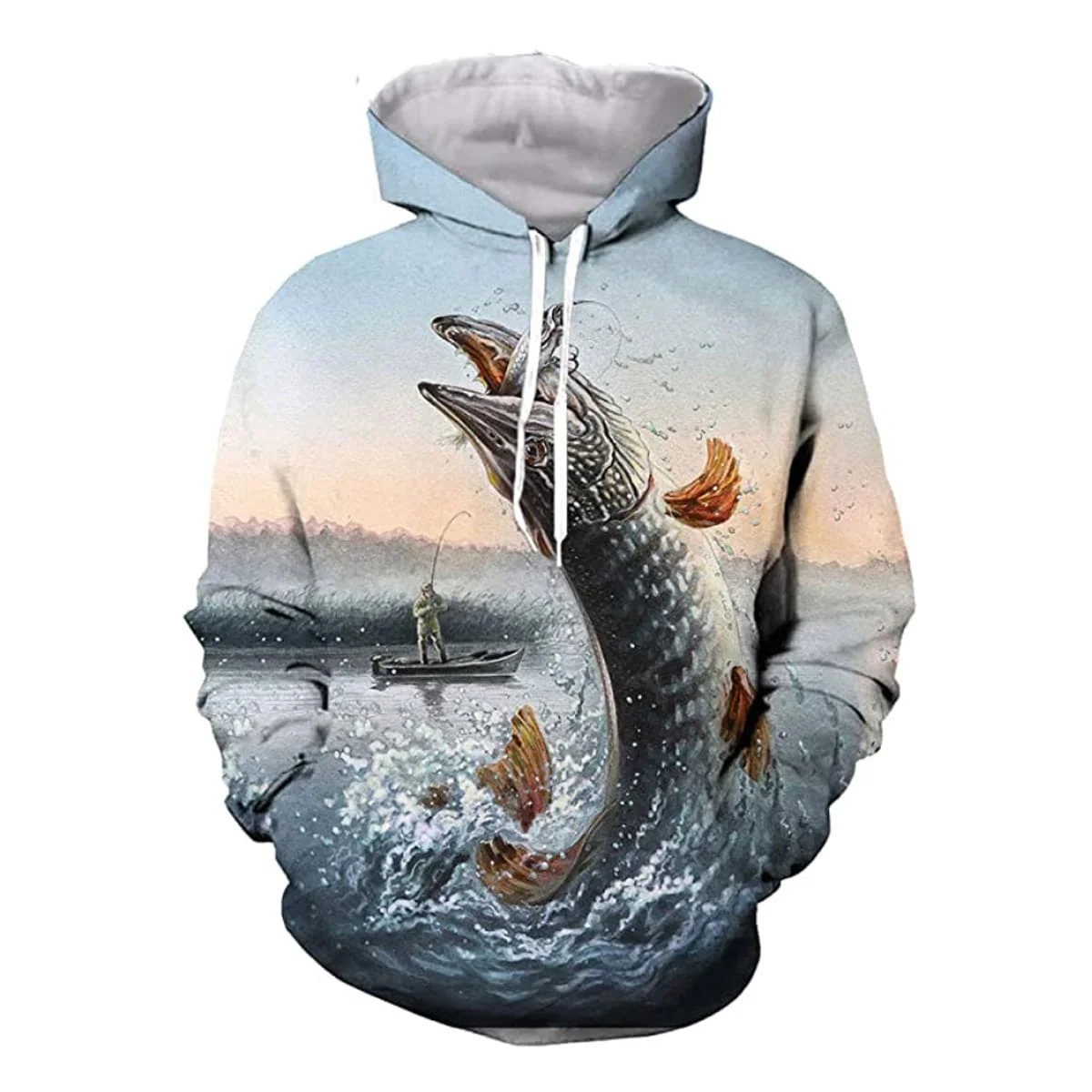 Felpa con cappuccio da uomo con motivo pesca al tonno stampata in 3D Felpa da strada Haruku unisex pullover casual giacca autunnale essenziale_voghion.com