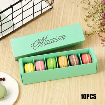 

10pcs 6-grid Hot Stamping Macaron Box Drawer Cake Chocolates Box Baking Packaging Gift Container PAK55