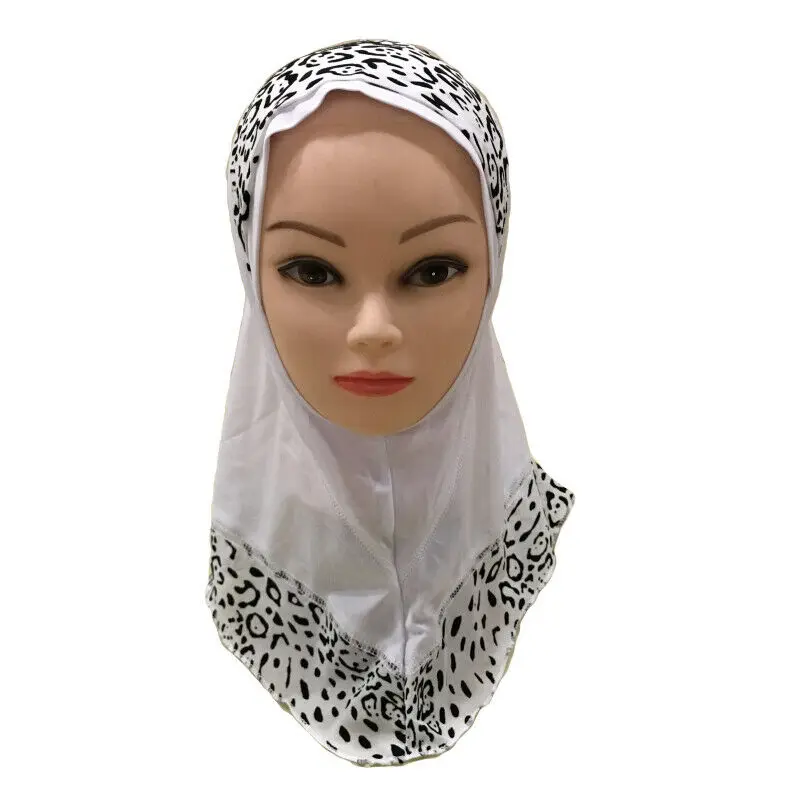 Мусульманский Хиджаб Dromiya, исламский шарф в арабском стиле для девочек, шали с леопардовым узором для девочек 2-7 лет