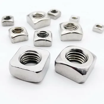 

50pcs/lot Square Nut M3 M4 M5 M6 M8 DIN557 304 Stainless Steel Metric Threaded Square Nut Foursquare Quadrate Block High Quality