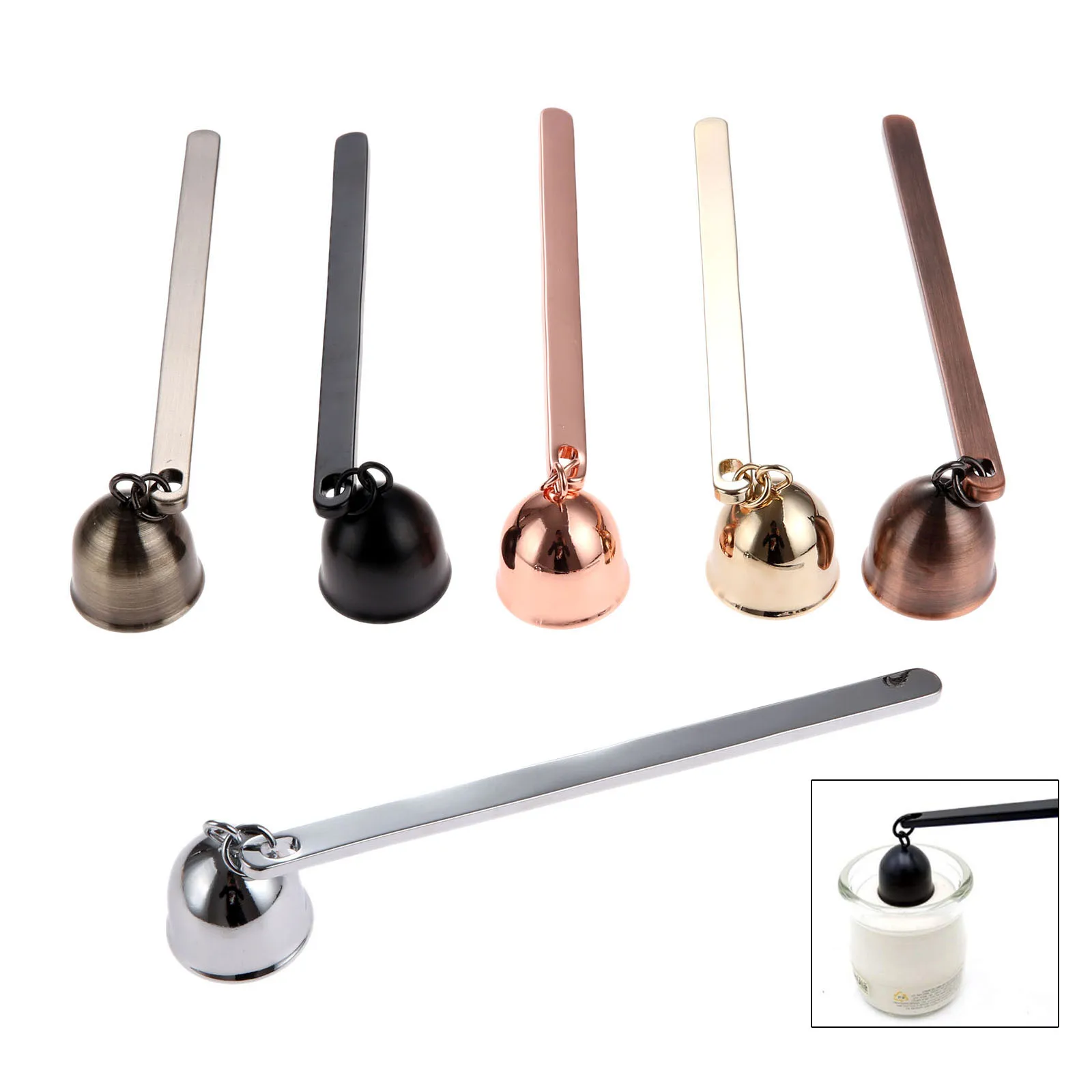 Éteignoir à bougie sûr avec long manche, élégant en forme de fleur, extincteur décoratif en métal pour éteindre la flamme des bougies en toute sécurité (violet