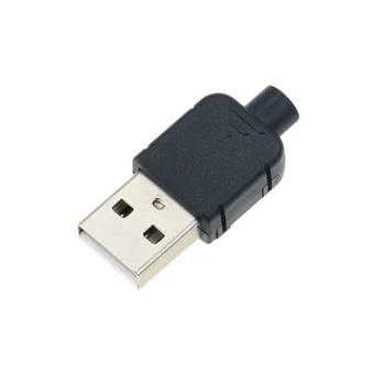 

5PCS DIY USB 2.0 Connector Plug Type A Male 4 Pin Assembly Adapter Socket Solder Type Black Plastic Shell For Data Connection