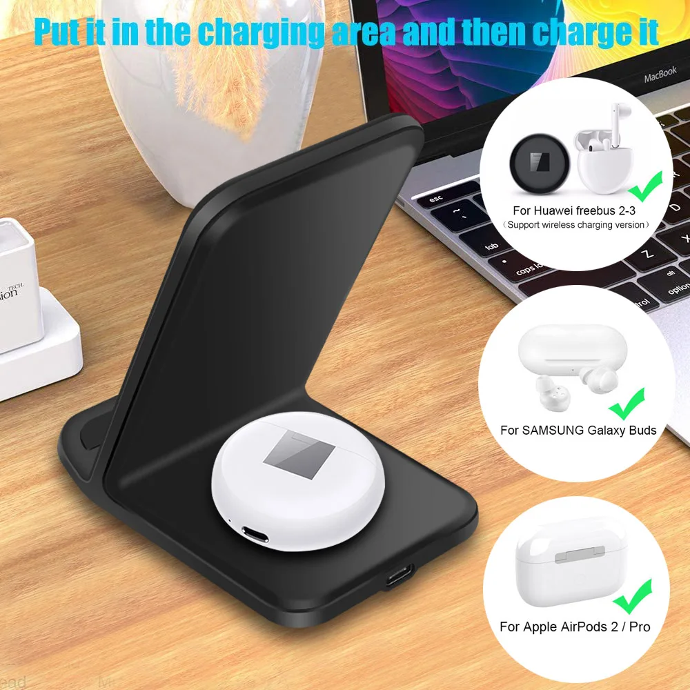DCAE 15 Вт 2 в 1 Qi Беспроводное зарядное устройство для iPhone 11 XS Max XR X 8 Airpods Pro двойная