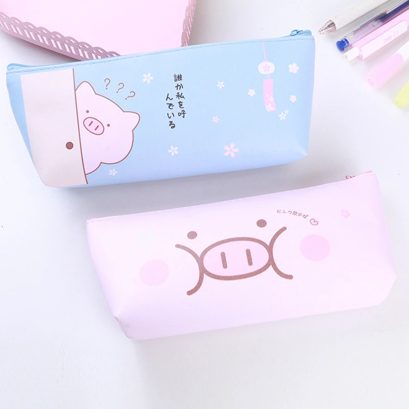 Kawaii PU школьные чехлы карандаши сумки милая большая емкость ручка коробка чехол