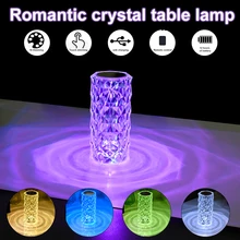 

Romantic Rose Crystal Touch Diamond Table Lamp Atmosphere Desk Light For Bedroom Kitchen Decoration Birthday Holiday Gift