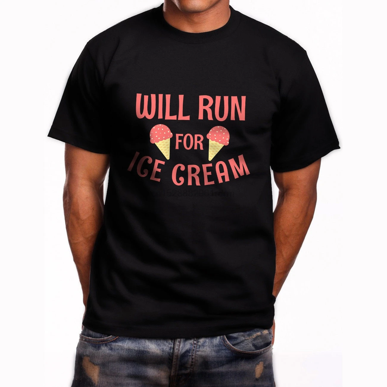 Will Run for Ice Cream Мужская черная футболка 2019 Новая модная брендовая хип хоп с принтом