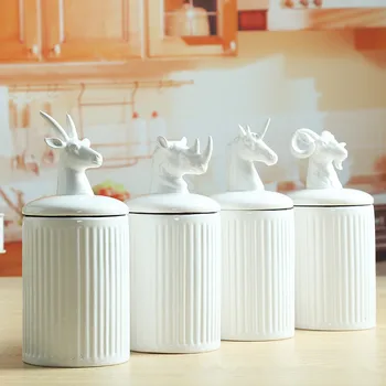 

Ceramic Canned Tea Candy Snack Storage Bottles Romantic Ring Jewelry Jar Lover Gift Wedding Decorations Bottles for Home Decor