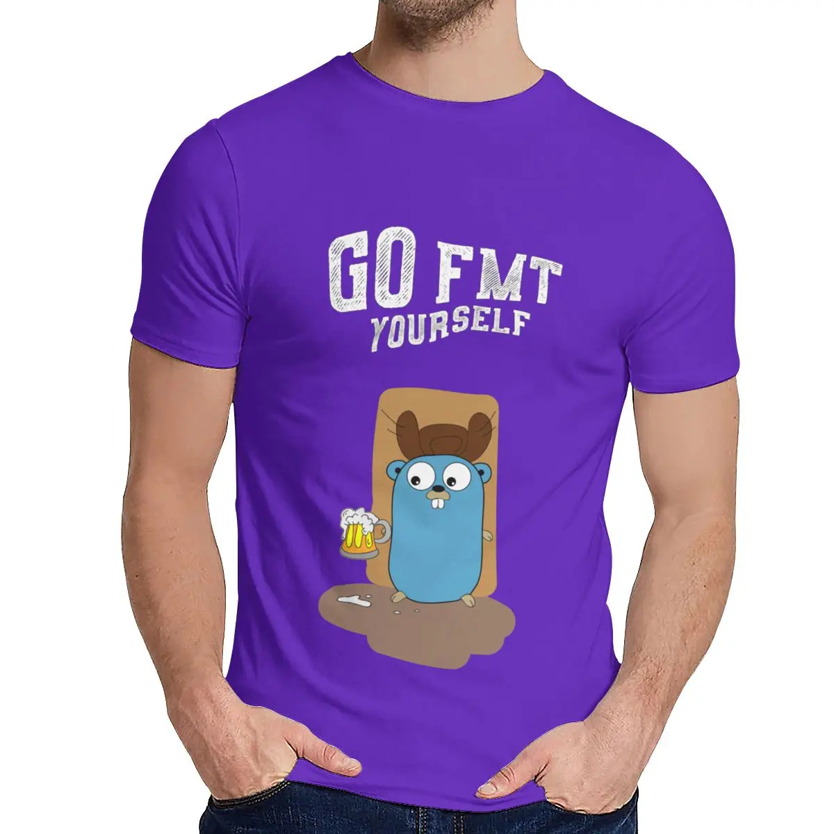 Футболка унисекс Golang Yourself подарок мягкая тонкая картина Сделанные на заказ классические круглый вырез хип хоп короткий рукав - Цвет: Фиолетовый