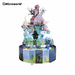 3d metal puzzle jogos floresta rhapsody tema rotação caixa de música diy modelo com luzes led kits jigsaw brinquedos presente para crianças menina
