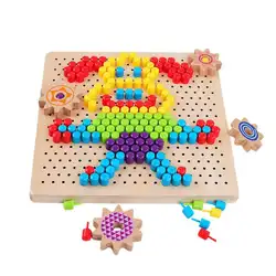 1 комплект детская деревянная игрушка новый и качественный гриб доска для ногтей простое и элегантное распознавание цвета головоломка