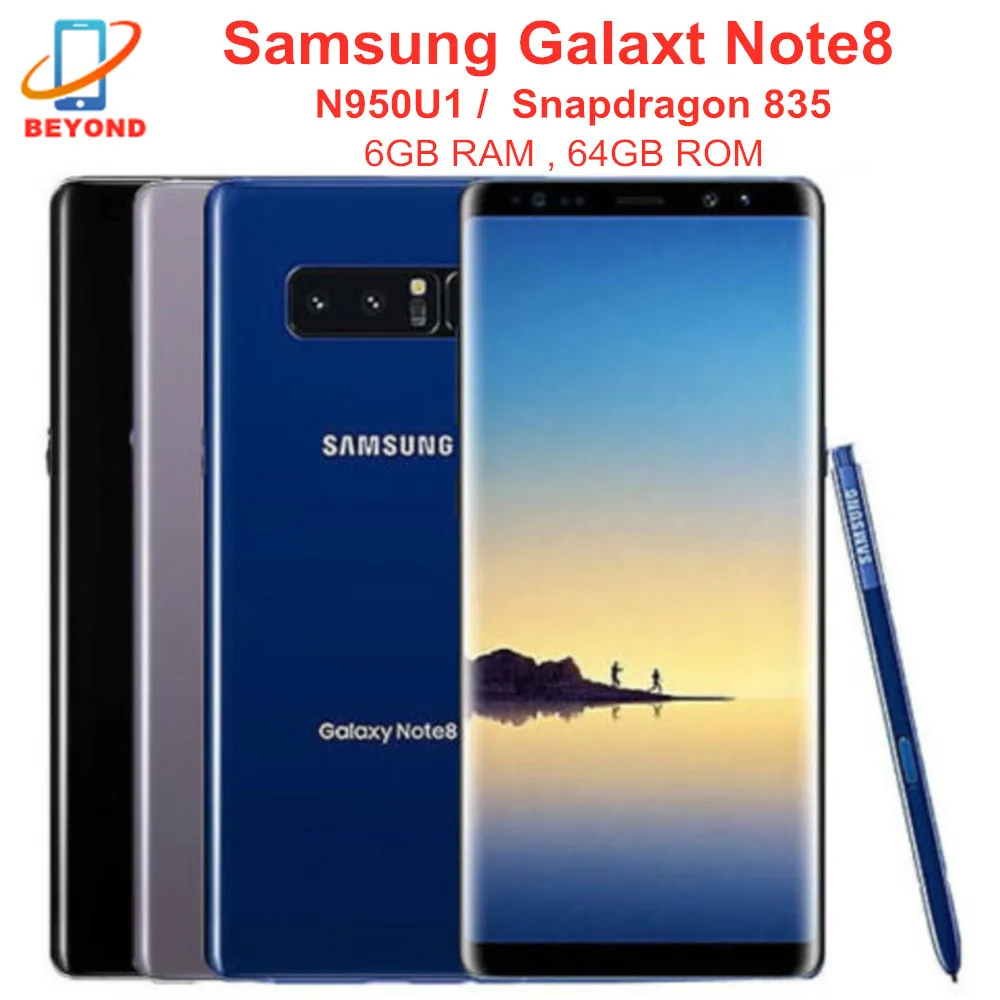 En venta Samsung Galaxy Note8 Nota 8 N950U N950U1 teléfono móvil Snapdragon 835 NFC Octa Core 6,3 '6GB RAM 64GB ROM teléfono celular Original yO3GnE7aX