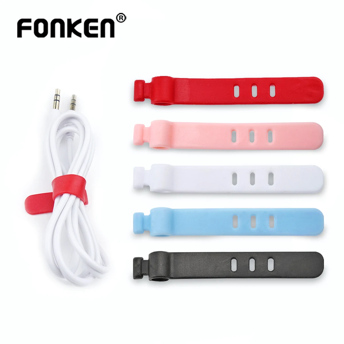 FONKEN USB Cable Organizer PC Cable Tie Cable TV Wire Holder Stick-up Cable  Mobile Phone Cable Hoop Tape Cable Winder Management