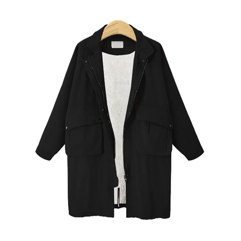 

Ozhouzhan Ebay2019 Winter New Style Fat Mm Large Size Dress Mid-length Berber Fleece Cotton-padded Clothes Trench Coat