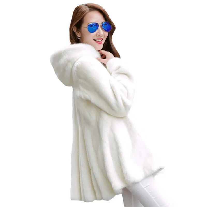 Женские базовые пальто размера плюс 4XL, новая модная зимняя куртка, шуба из искусственной норки, пальто с капюшоном, пальто из искусственного меха, верхняя одежда для женщин