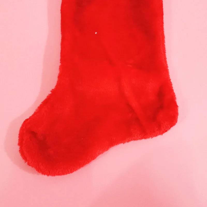 42cm Christmas Stockings White Plush Cuff Hanging Socks Personalized Gift Bag Stocking Decorations Season Fireplace Decor