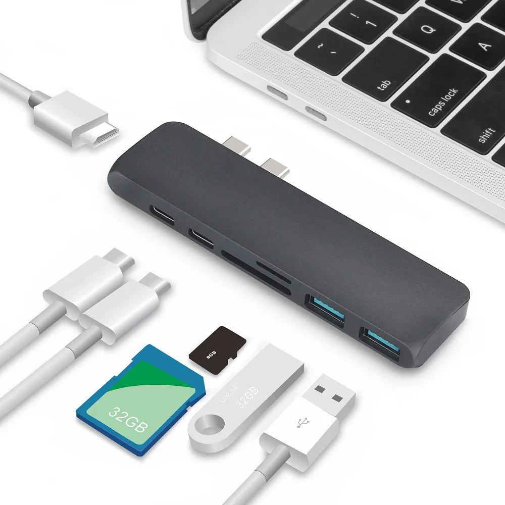 Concentrador USB tipo C para Macbook Pro Air, 12, 13, 15, 16 pulgadas, 2020 USB C, divisor de concentrador compatible HDMI, adaptador 3,0, lector de TF/SD/PD|Concentradores USB| - AliExpress