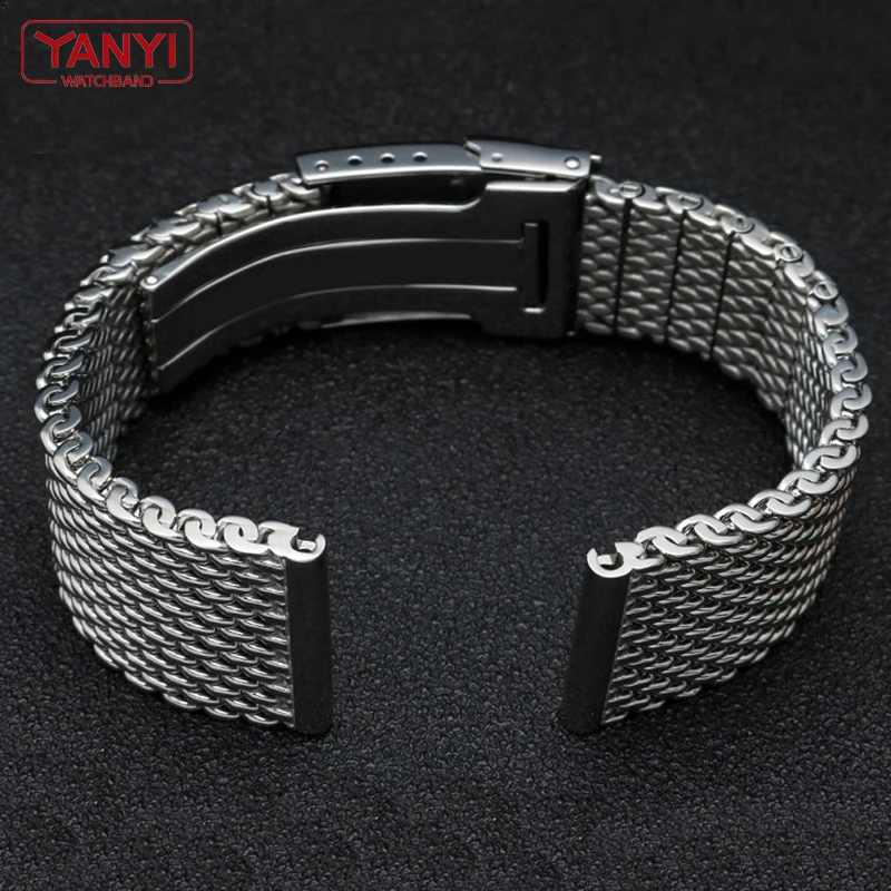 High quality 316L stainless steel watchband solid metal band for breitling AB2010 Watch strap mens luxury 22 24mm mesh bracelet