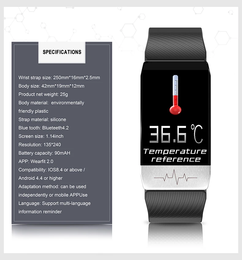 2020 New Smart Bracelet ECG+PPG Body Temperature Fitness Tracker Blood Pressure Waterproof Sport Smart Band Sport Men Women Band