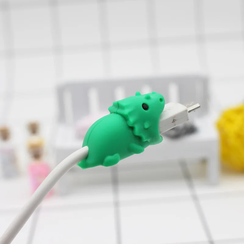 Зеленый Японский USB кабель органайзер для мобильного телефона Декор животных протектор Органайзер зарядное устройство провода головы намотки для Iphone 7 8 X Plus - Цвет: Зеленый