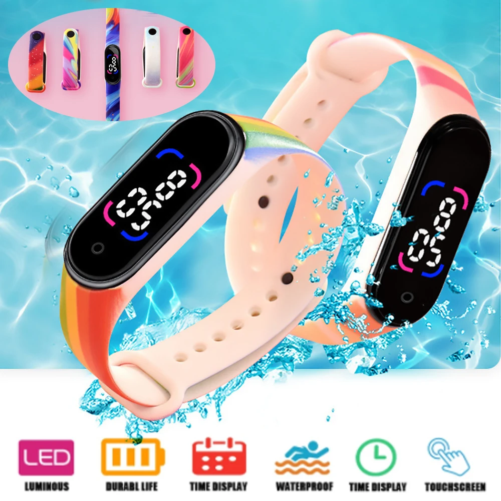 Reloj Digital LED para niños y pulsera ultraligera colorida, resistente agua, electrónica, de niños| - AliExpress