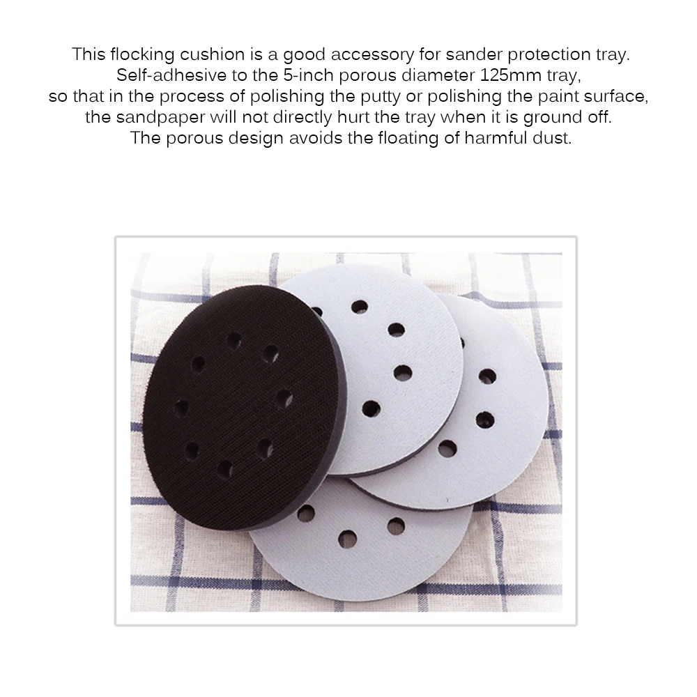 5 Inches 8-Hole Soft Sponge Interface Pad for Sanding Pads Hook&Loop Sanding Discs for Uneven Surface Polishing Power Tools