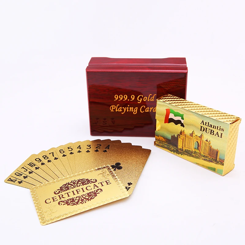 Plastic Poker Game Packed Into Gift Wooden Box PVC Waterproof Card Game Durable Creative Poker Cards Plastic Playing Cards Box
