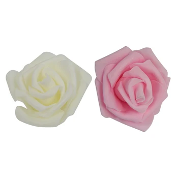 

200PCS Foam Rose Flower Bud Wedding Party Decorations Artificial Flower Diy Craft Creamy White & Light Pink