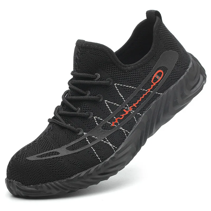 MOTK BECON, светильник, дышащие рабочие кроссовки, неубиваемая защитная обувь для мужчин, анти-разбивающиеся ботинки со стальным носком Y122 - Цвет: black 2