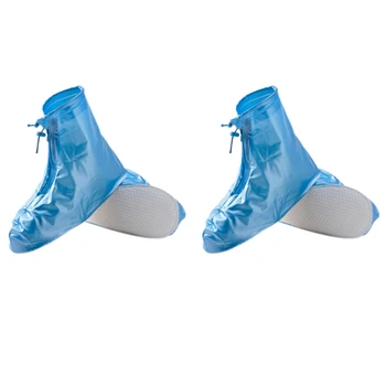 

2 Pairs of High-Top Waterproof Non-Slip Shoes Boots Rain Boots Cover Outdoor Adult Shoes Waterproof Protective Cover