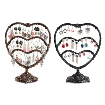 

2 Color Heart Shape Jewelry Tree Earring Display Holder Storage with Hooks Earring Storage Rack