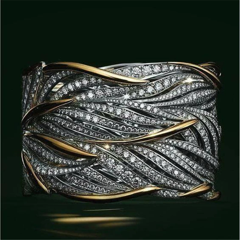 Роскошное мужское женское Хрустальное циркониевое модное кольцо на палец серебряное Золотое расслоение винтажные праздничные обручальные кольца для влюбленных