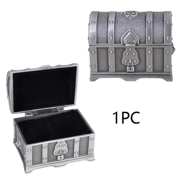

Pirate Electroplated Organizer Necklaces Jewelry Box Retro Gold Coins Storage Treasure Earring Ring