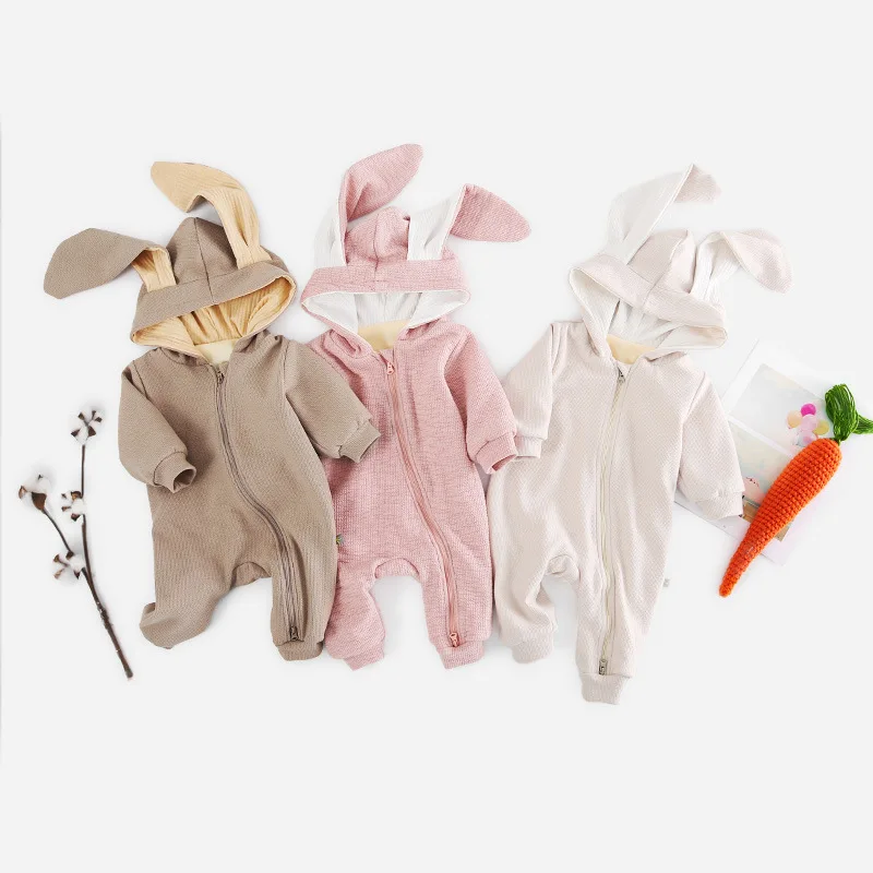 

Baby Girls Fleece Rompers Cute Cartoon Rabbit Newborn Boys Jumpsuits One Piece Infant Bebes Overalls Long Sleeve Toddler Outfits