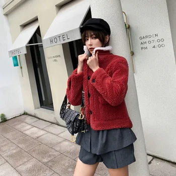 

adishree 2019 Women Coat Casual outerwear winter clothing Ladies fashion warm woolen Jackets female elegant Single Breasted