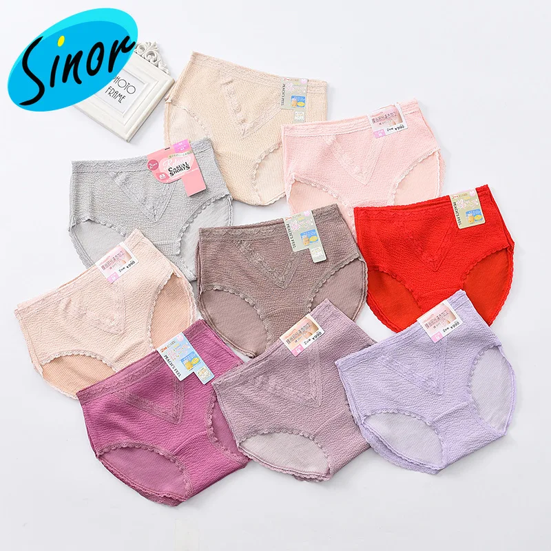 

2pcs/bag Manufacturers Add Fat Large Size Fat Mm200 Jin Middle-aged High Waist Women's Lace Underwear One Product Dropshipping