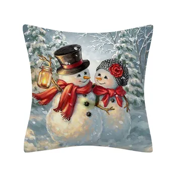 

Christmas Cushion Cover Merry Christmas Printed Polyester Decorative Pillows Sofa Home Decoration Pillowcase Droshipping